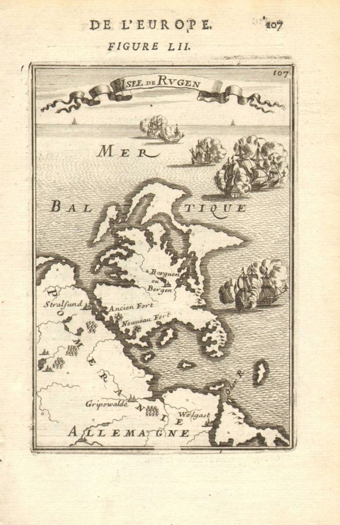 RÜGEN. 'Isle de Rugen' & Pomeranian coast, Germany. Pommern. MALLET 1683 map